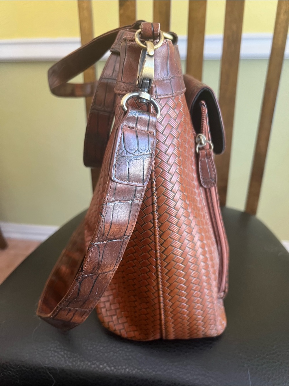 Coldwater Creek Brown Woven Leather Tote Bag - Picture 4 of 16